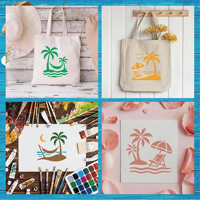 Hawaii Stencils 4in 50pcs Paint Template Reusable Plastic Templates DIY Crafts Stencil Painting Decoration for Fabrics Window Wall Home Wood(4inch 50 Pack)