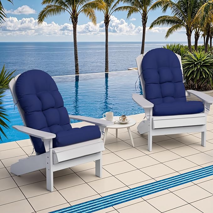 Adirondack Chair Cushion, Rocking Chair Cushions, High Back Patio Cushions, Thickened Weather Resistant Patio Cushion with 6 Ties, Non Slip Fade & Waterproof