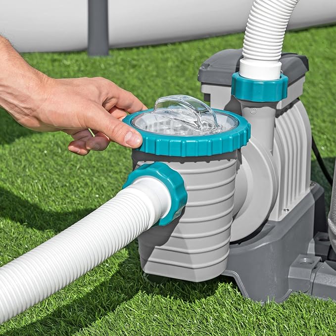 Bestway 1,500 Gallon Sand Filter Pump for 300 to 11,200 Gallon Above Ground Outdoor Swimming Pools with ChemConnect Clean Water Dispenser