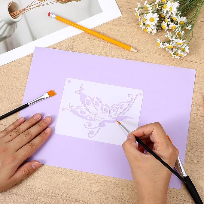 12pcs Hummingbird Butterfly Dragonfly Stencils Template, 5.5 inch Reusable Plastic Stencils for Painting on Wood Canvas Walls DIY Crafts Nature Spring Template Home Decor