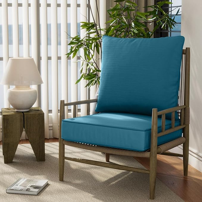 24" x 24" x 6" Outdoor Deep Seat Cushions - Waterproof & Fade Resistant Patio Furniture Replacement Cushions, Non-Slip Outdoor Cushions Fit Loveseats, Couches, Chairs, and Sofas