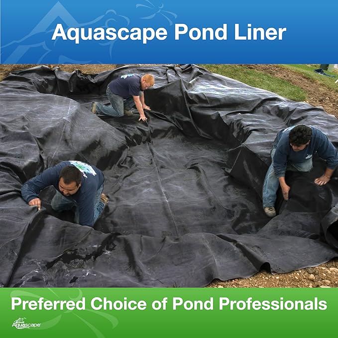 Aquascape PRO Grade 45 MIL EPDM Fish-Safe Pond Liner, 15 x 25 feet, 375 sq ft, Black