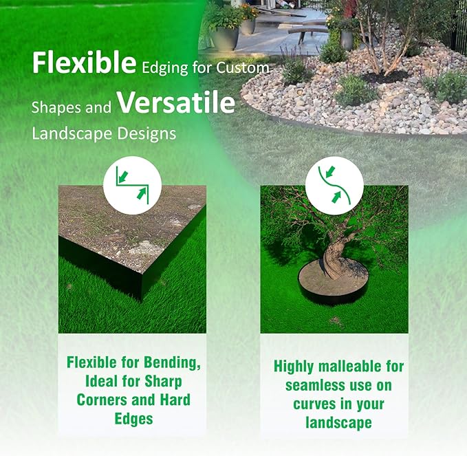 20ft. 6-Pack Galvanized Steel Landscape Edging - 40" L x 6" H Lawn Edging with 6 Stakes, Hammer-in Metal Garden Border for Landscaping, Lawn & Yard (Black)