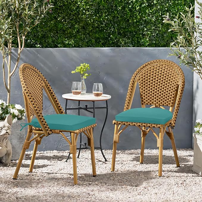 HARBOREST Outdoor Chair Cushions Set of 2, Water Resistant Patio Chair Cushions with Ties, Outdoor Seat Cushions for Patio Furniture, 17"x16"x2", Teal