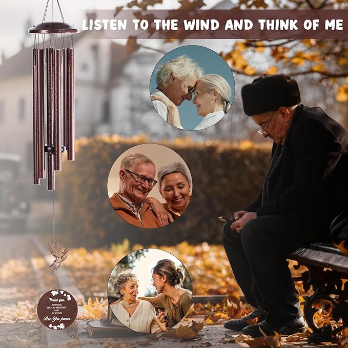 Hummingbird wind chime,37 inches, suitable for garden, patio and courtyard decoration, as a gift for bereaved, consoling, mourning and commemoration, given to loved ones who have lost their loved ones