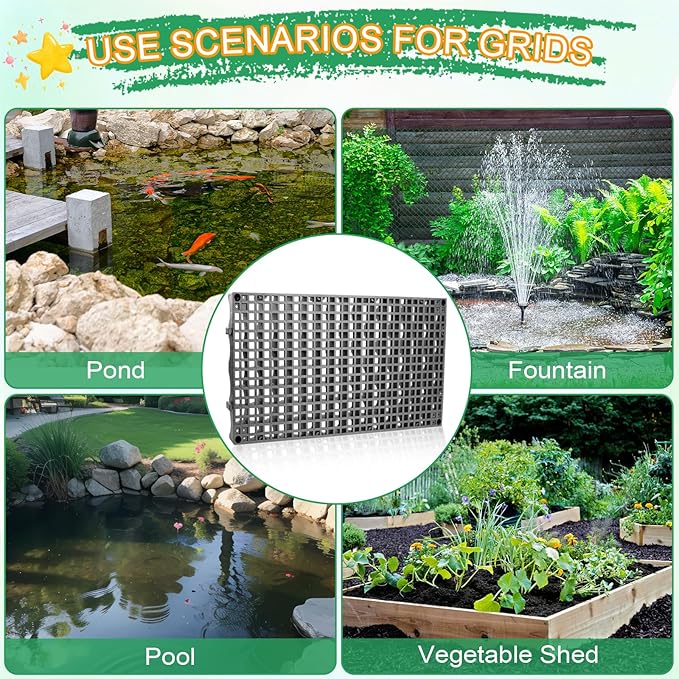 3 Pack Heavy Duty Fountain Basin Grate, 24"x 12" Pondless Waterfall Kit, Water Grid for Raised Beds, Rectangular Hide Reservoir Grates for Indoor & Outdoor Ponds, Waterfall Fountains, Water Gardens