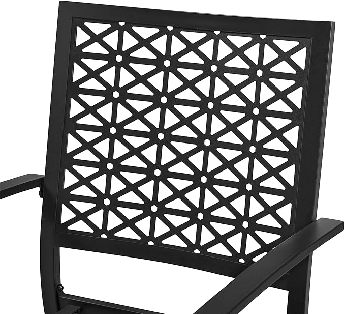 Yaheetech Outdoor Patio Dining Chairs Set of 2 with Armrests and Metal Frame, Heavy-Duty Metal Black Outdoor Chairs Stackable for Garden, Lawn and Yard