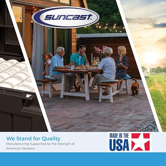 Suncast 5 Pack 33 Gallon Durable Plastic Hideaway Outdoor Garbage Can with Secure Lid & Wicker Design for Home Backyards, Decks, or Patios, Java Brown