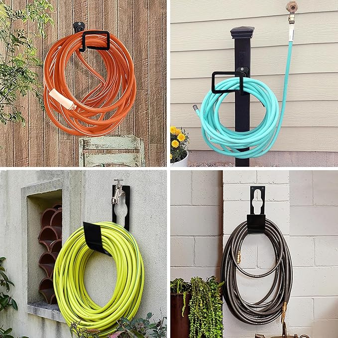 WaterHose Holder, 2 Pack Heavy Duty Wall Mount, Metal Hose Reel, Sturdy Hose Hanger Rack Stand for Outdoor Yard & Garage Storage