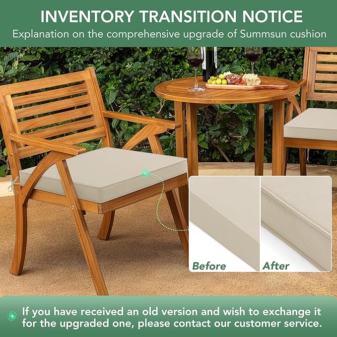 Outdoor Chair Cushions Set of 6: Waterproof & Fade Resistant Seat Cushion for Patio Furniture - 19 x 19 x 2 Inch Chair Pads with Ties and Hidden Zipper - Patio Chair Cushion Replacement, Beige