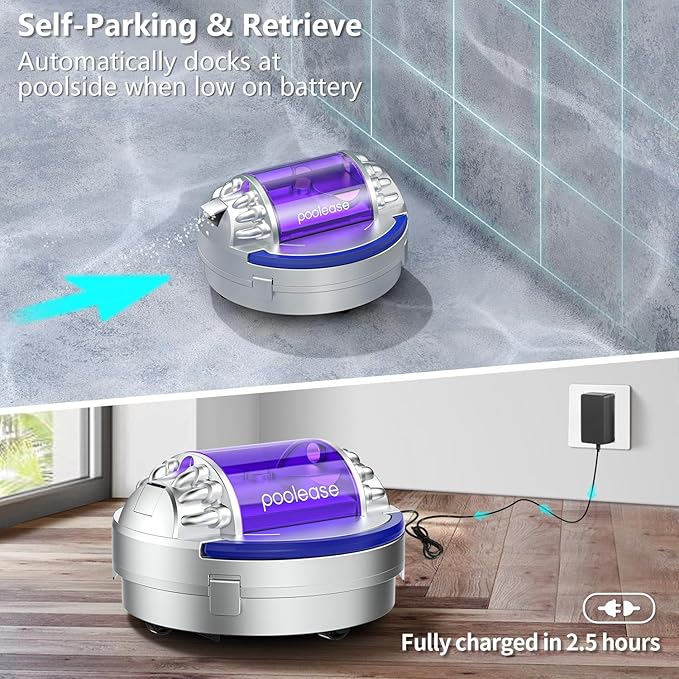 X1 Robotic Pool Vacuum for Above Ground Pool, Automatic Cordless Pool Cleaner with 45W Dual-Motor, Ideal for Above-Ground Flat Pool, 2L Debris Capacity, 90Mins Runtime