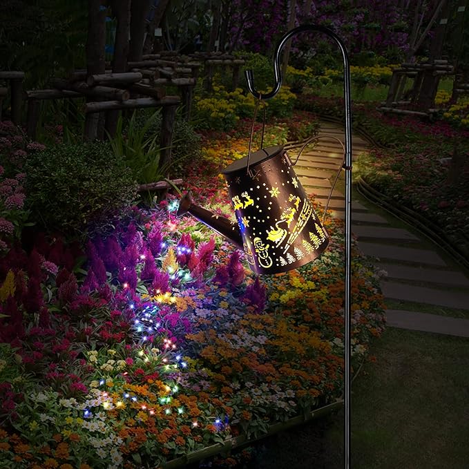 Solar Lights Outdoor Garden Decorations,Watering Can Landscape Light Large Hanging Waterfall Lantern ,Outside Waterproof Patio Decor Perfect Gardening Christmas Gift