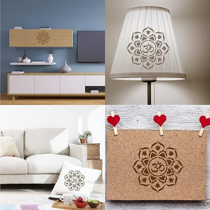 GORGECRAFT Chakra Mandala Stencil Reusable Flower Template Large 11.8x11.8 Inch DIY Home Signs Decor for Painting on Wood Scrapbook Card Wall Floor Drawing