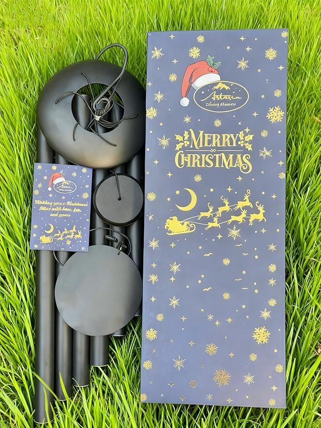 ASTARIN 45in Memorial Wind Chimes, Christmas Large Wind Chimes for Outdoors with 6 Heavy Tubes,Deep Tone for Garden Hanging Decor Sympathy Gifts Box