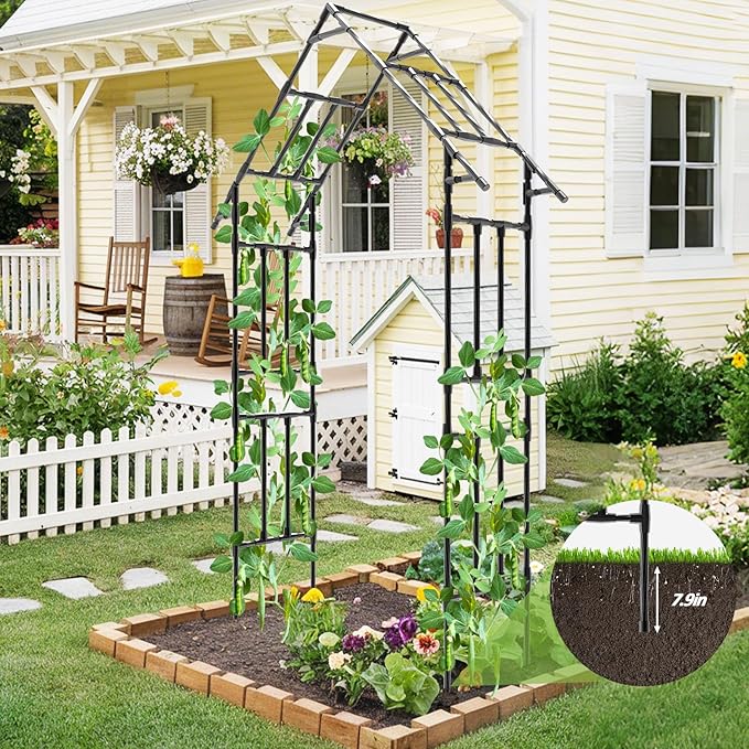 Garden Arch Trellis - L:48", H:98", W:16", Gothic Arch Trellis with Reinforced Frame, Garden Arch Trellis for Climbing Plants Outdoor, Garden Arch for Backyard, Patio, Lawn, Balcony