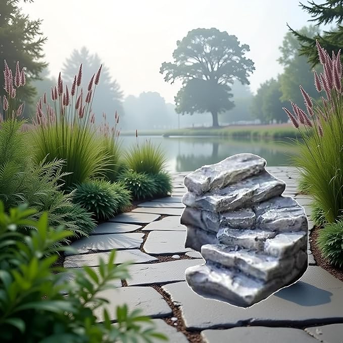 Curved Stone Steps Miniature Fairy Garden Accessories,Miniature Pond Lawn Ornament Figurines, Mini Lighthouse Water Well Bridge Figurines, Micro Landscape Ornaments for DIY Kit Statues
