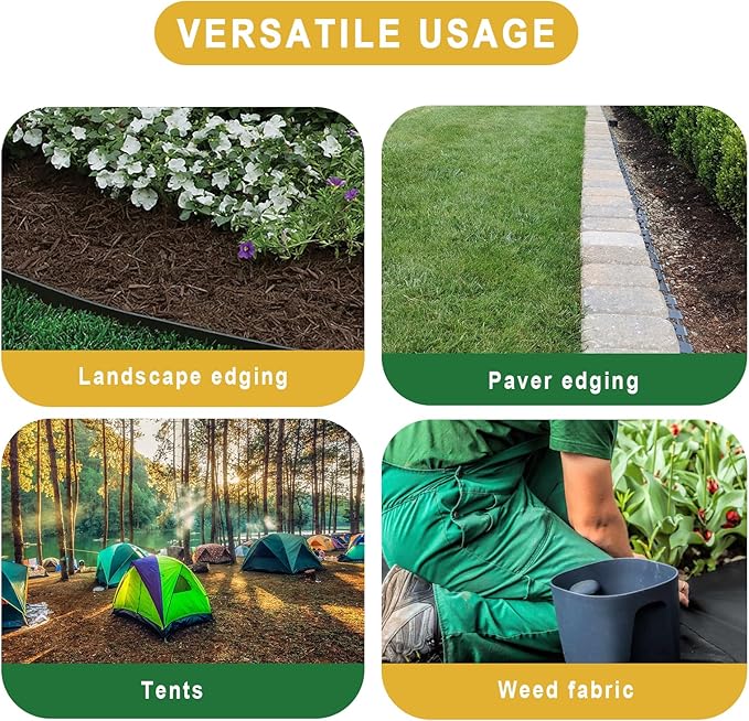 200 Pack 8 Inch Plastic Landscape Edging Anchoring Stakes Garden Lawn Yard Spikes Landscaping Stakes for Paver Edging, Weed Barrier, Tent, Artificial Turf