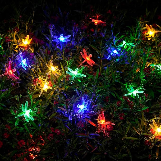 JMEXSUSS Solar String Lights Outdoor Waterproof, Solar Christmas Lights for Garden Patio Yard Tree Party Christmas Decorations, Dragonfly