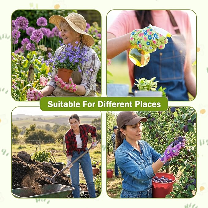 24 Pairs Gardening Gloves for Women PU Coated Breathable Non-slip Knitting Gloves for Gardening Planting Seeding