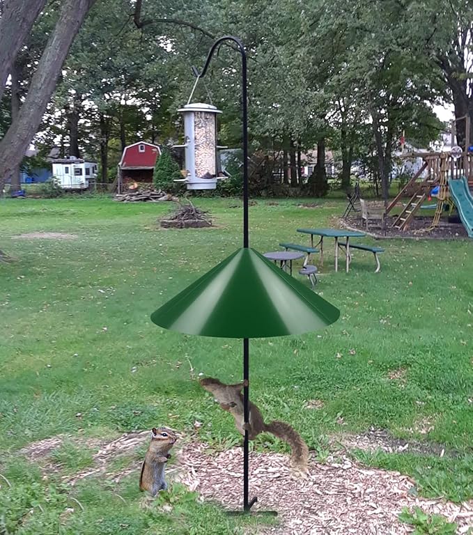 19 Inch Wide Squirrel Baffle for Bird Feeder Pole, Outside Pole Mount Stopper & Bird House Guard for Outdoor Shepherd’s Hook, Green, 1 Pack