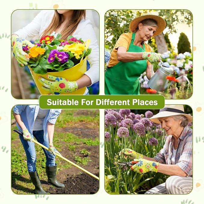 24 Pairs Gardening Gloves for Women PU Coated Breathable Non-slip Knitting Gloves for Gardening Planting Seeding