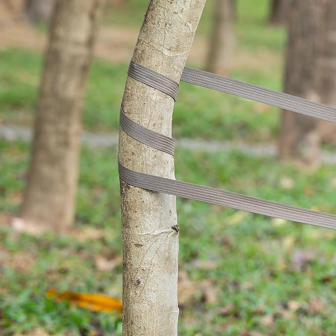 Shappy Tree Tie Strap Garden Webbing Strap Garden Plant Supports Tree Tie Staking for Outdoor Use, Plant Supports, Grafting, Straightening Supplies(Dark Khaki,295 Feet x 1 Inch)