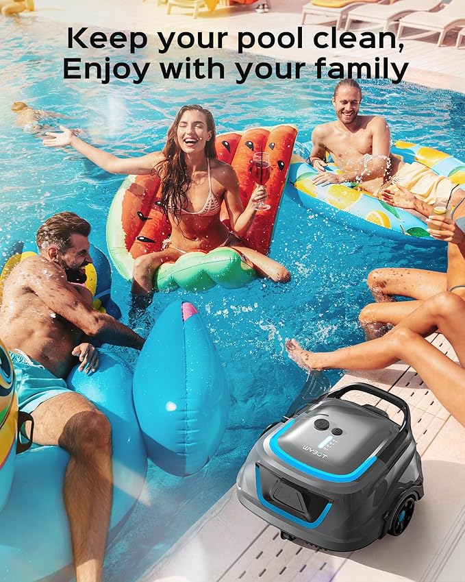 (2026 Upgraded) WYBOT A1 Cordless Robotic Pool Cleaner, Automatic Pool Vacuum for Above Ground with 120 Mins, Double Filters, LED Indicator, Charge in 2.5H, 4 Cleaning Modes (Deep Grey)