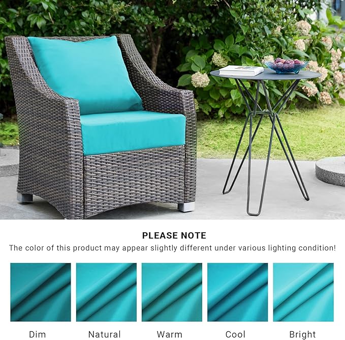 Outdoor Cushions for Patio Furniture,Outdoor Seat Cushion Set 24 x 24 x 4 Inch,Waterproof & Fade Resistant Outdoor Chair Cushions,Deep Patio Chair Cushion with Removable Cover,Teal