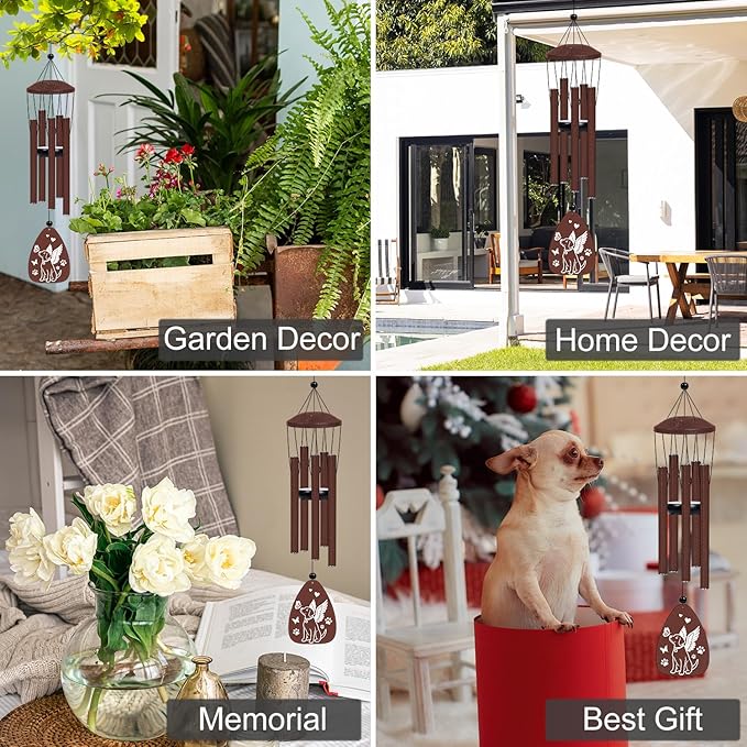 Pet Memorial Gifts for Loss of Dog - Pet Memorial Wind Chimes for Loss of Dogs Pets Sympathy Remembrance Bereavement Gift in Memory of Dog Wind Chimes for Outside Garden Patio Condolence
