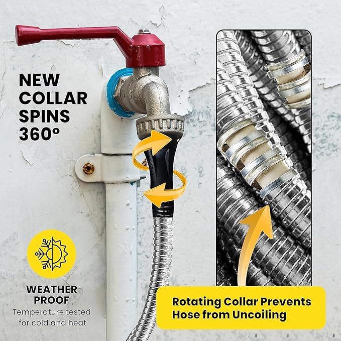 Bionic Steel PRO 100Ft Garden Hose with Nozzle,Premium 304 Stainless Steel Metal Water Hose 100Ft Flexible-Hose,Rust Proof,Lightweight,Heavy Duty,Crush Resistant Fitting,500 PSI,2025 Model,(Pack of 2)