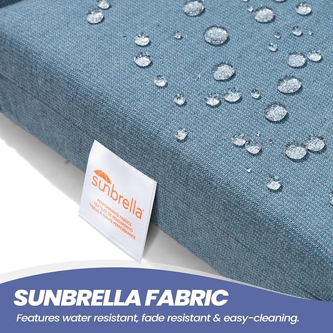 Crestlive Sunbrella Adirondack Chair Cushion Set of 2, 50 x 19.6 inch, Water Repellent, Fade Resistant, High Back Outdoor Chair Cushion for Patio, Denim Blue