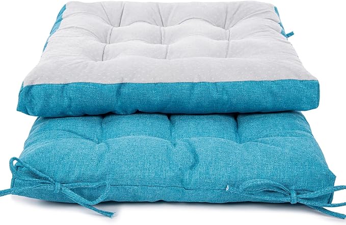 Rocking Chair Cushions Comfortable Tufted Seat Cushion Pads Non-Skid Backed Set of Backrest Cushion and Seat Bottom for Porch Rocker Adirondack Chair (SkyBlue, Backrest-24X17,Bottom-17x17)
