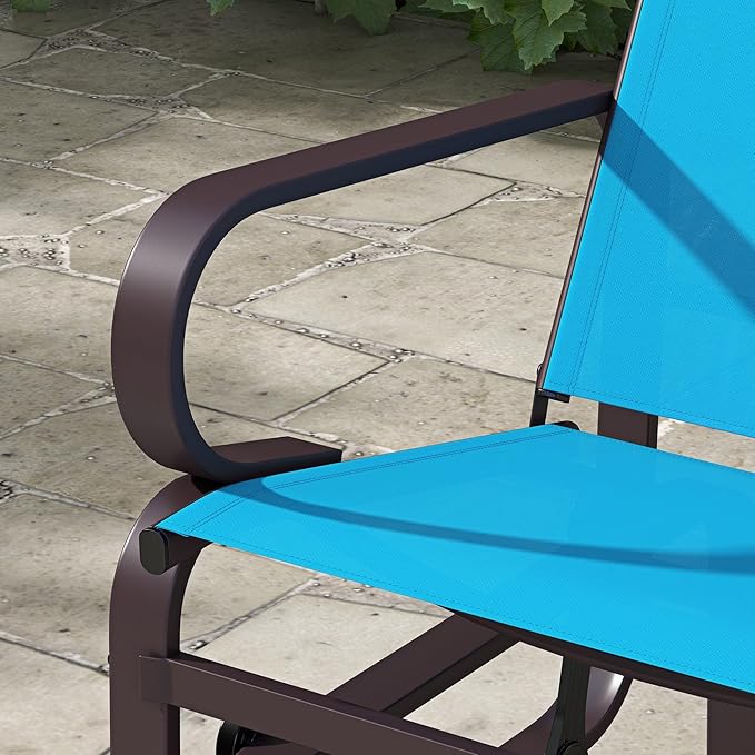 Outsunny Outdoor Glider Chair, Gliders for Outside Patio with Smooth Gliding Mechanism and Lightweight Construction for Backyard, Blue