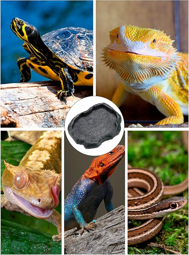Tortoise Water Dish, 7.1 * 5.5 * 0.8in Reptile Water Dish,Reptile Food Dish Suitable for The Feeding and Watering Needs of Various Pets