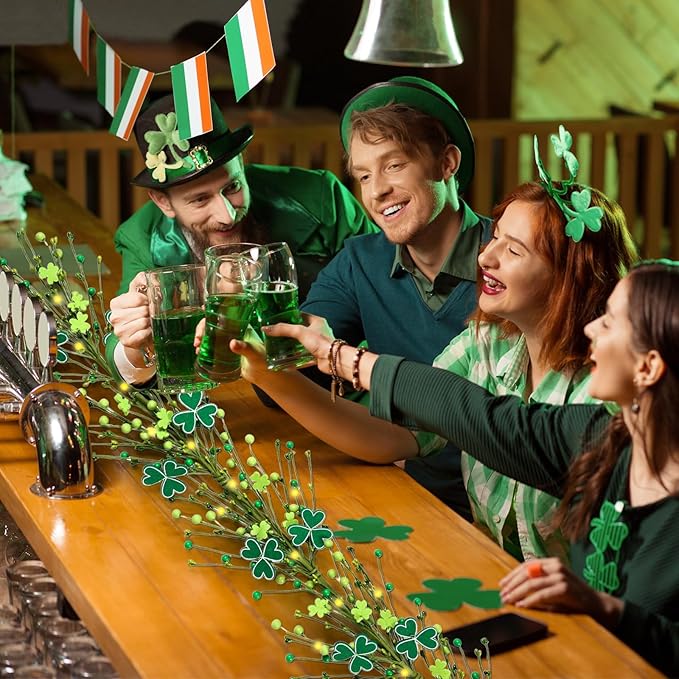 6.5 Ft St.Patrick's Day Garland Lucky Shamrock Vine Wreath Artificial Green Clover St Patrick's Day Hanging Wreath Garland for Front Door Arch Wall Irish Festival Party Decoration