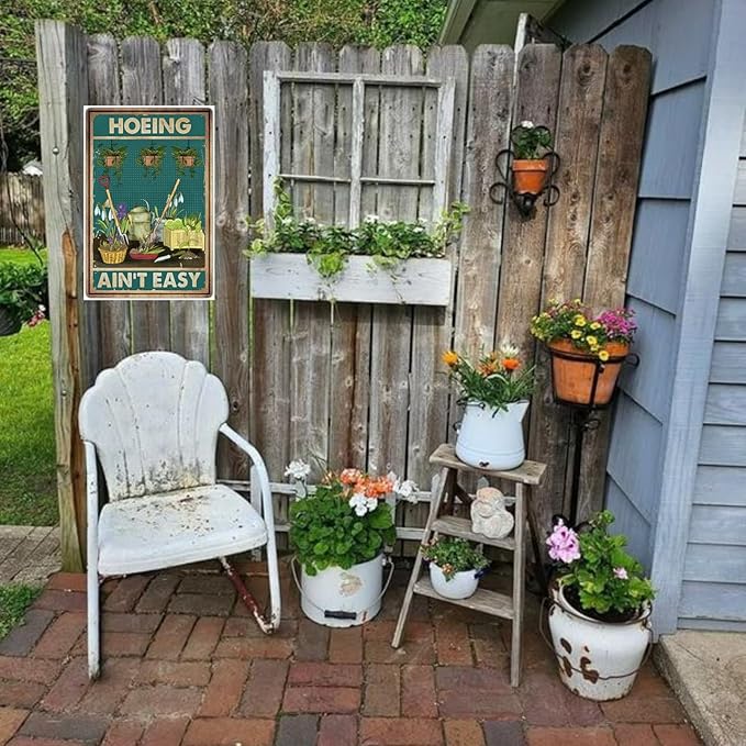 Funny Garden Signs,Garden Decor for Outside Metal Tin Signs,Gardening Gifts for Plant Lovers Gardener Women(8 X 12 Inch)