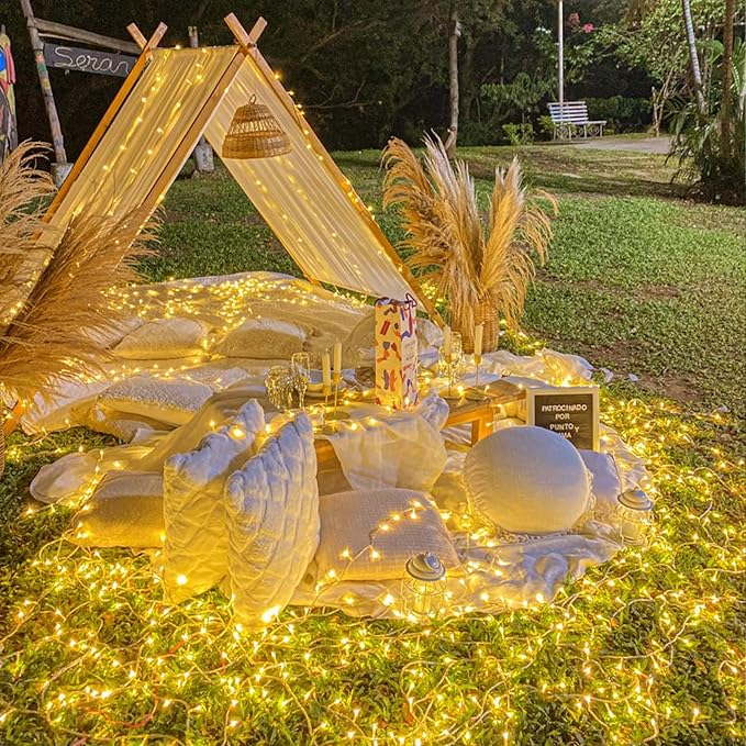 100FT 300 LED Outdoor String Lights, Connectable Christmas Lights Indoor Waterproof with 8 Modes, Plug in Twinkle Fairy Lights Clear Wire for Bedroom Home Wedding Patio Decorations, Warm White