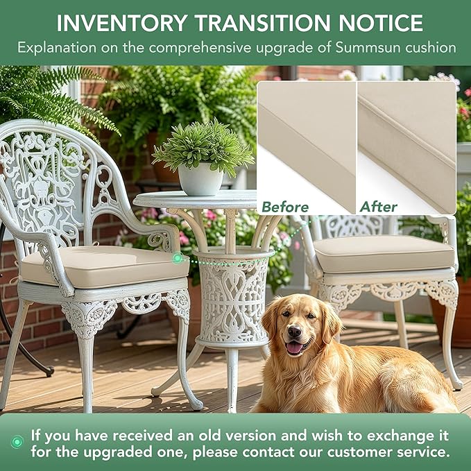 Outdoor Chair Cushions Set of 4: Waterproof & Fade Resistant Patio Furniture Cushions - 17 x 16 x 2 Inch Non Slip Round Corner Seat Cushion Pads with Removable Cover for Garden Yard Lawn, Cream