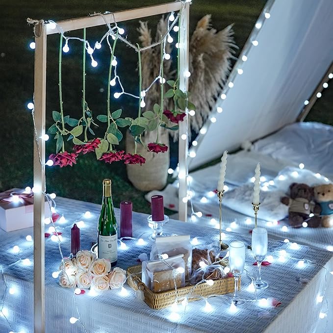 JMEXSUSS 100ft Globe String Lights Indoor Outdoor Waterproof, 200 LED White Christmas Fairy Lights Plug in with Remote, Connectable Hanging Lights for Bedroom Patio Holiday Tree Party Christmas Decor