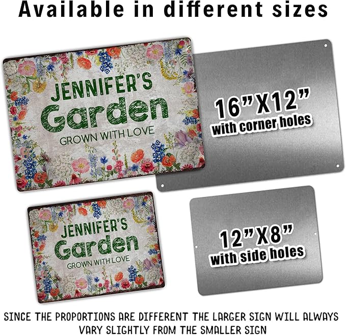 Personalized Metal Signs with Name Made in USA Custom Vintage Garden Sign Waterproof Vintage Decorative Metal Print for Wall Decor Customized Home Garden Ideas Gifts Artwork Prints for Yard Ourdoor