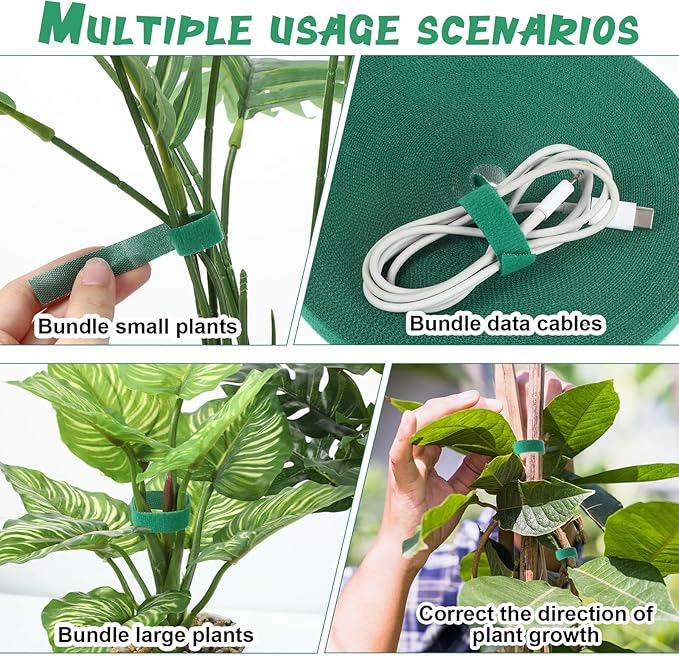 82ft Plant Tape, 1/2inch Reusable Garden Tie Green Tape Adjustable Nylon Plant Tie Strap Garden Twist Ties for Climbing Plants, Tomato, Flowers, Vines, Trees (75 Ft X 1/2 in)