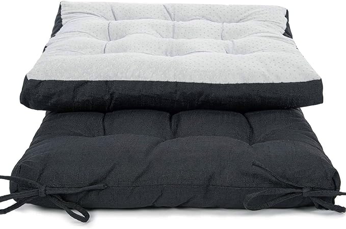 Rocking Chair Cushions Comfortable Tufted Seat Cushion Pads Non-Skid Backed Set of Backrest Cushion and Seat Bottom for Porch Rocker Adirondack Chair (Black, Backrest-24X17,Bottom-17x17)