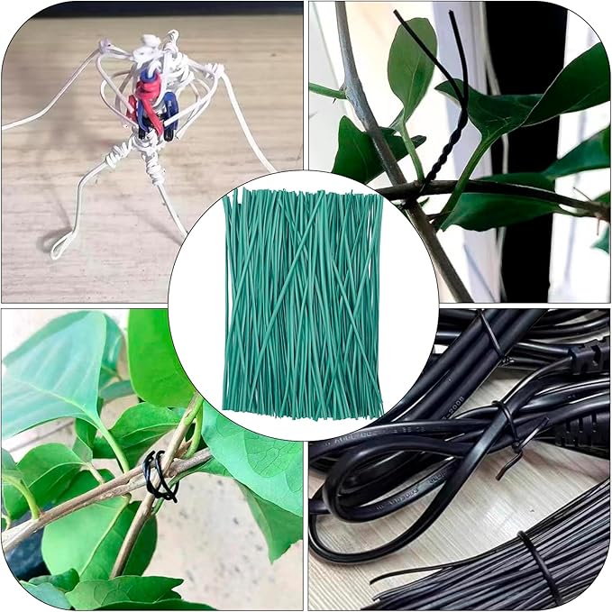 Green Plastic Twist Ties Bulk, 6 Inch Reusable Twist Ties Garden Ties for Plants, 500 Pcs Metallic Twist Ties for Bread Bags, Vines and Wrapping Cords, Christmas Decor