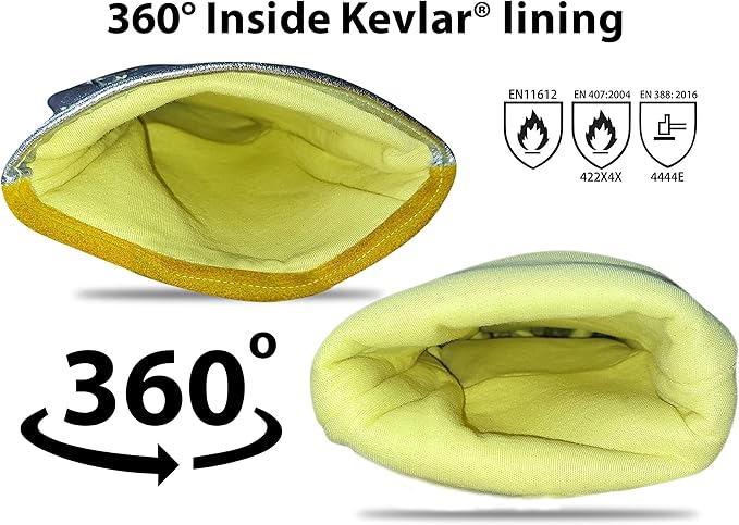 SpecxArmor® Graywolf® Kevlar Aluminized Heat Resistant Welding Glove/Large/1472°F │Fire Gloves│Kevlar Gloves│High Heat │Foundry glove│