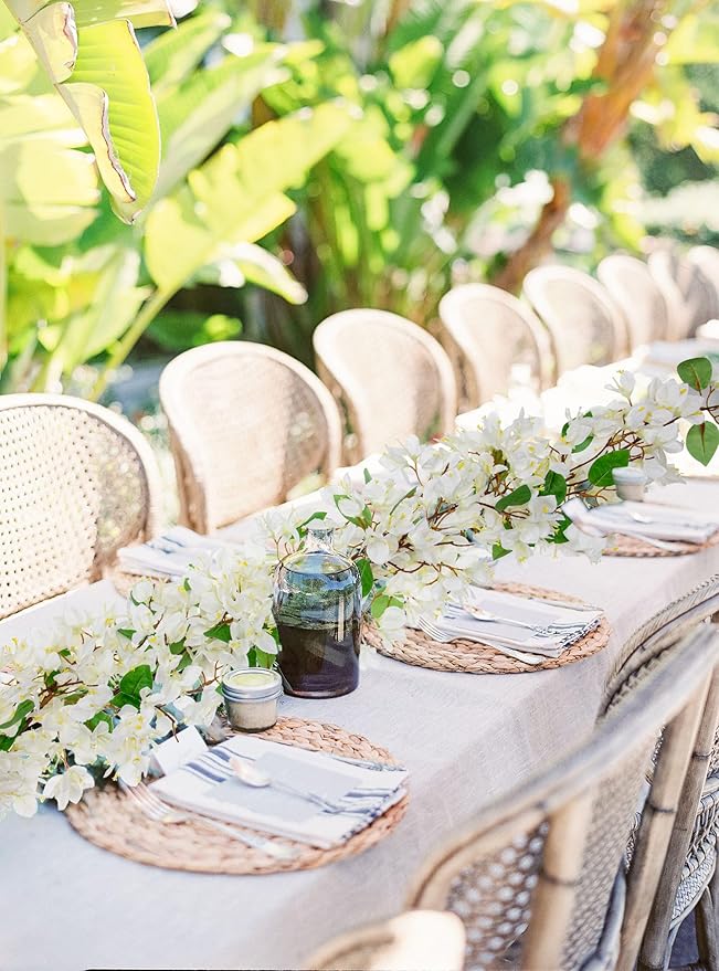 Briful 6ft White Bougainvillea Flower Garland – Artificial Silk Floral Vine with Built-in Hook Faux Flower Garland for Backdrop Table Wall Wedding Party Home Decoration