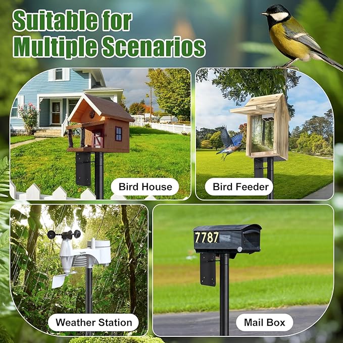 Bird House Poles for Outdoors, Heavy Duty 75 Inch Birdhouse Stand Stake 1.2 Inch Diameter Metal Bird Mounting Pole for Yard Garden