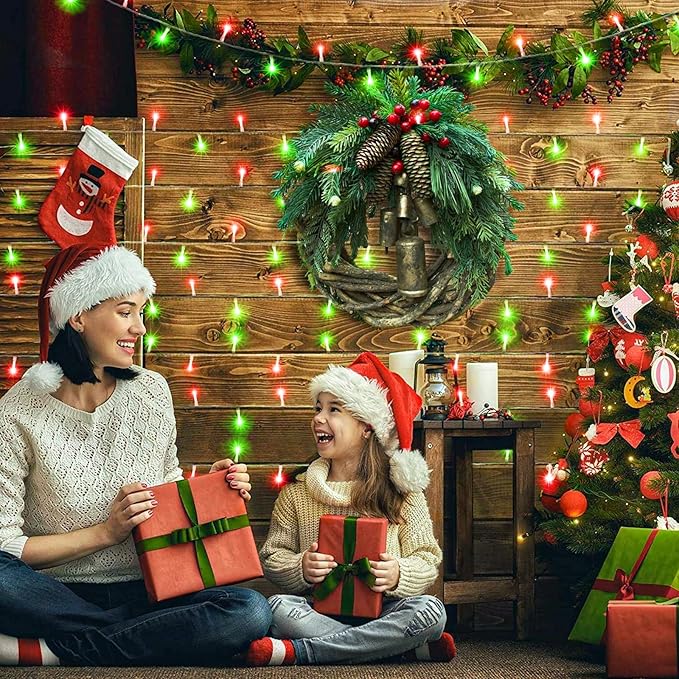 66FT 200 LED Christmas Lights Outdoor, Plug in Christmas String Lights Indoor, Waterproof & 8 Modes & Timer Function, Connectable Twinkle Fairy Lights for Home Patio Tree Decor, Red and Green