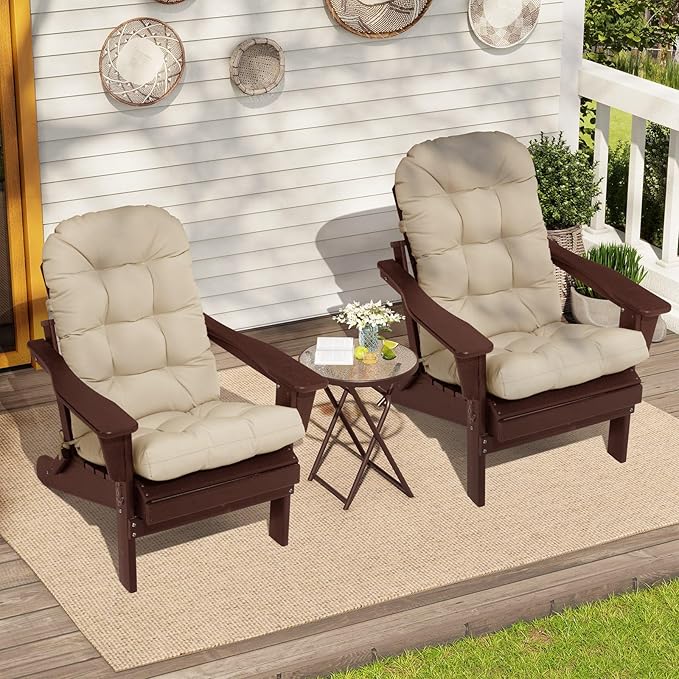 Crestlive Products Sunbrella Adirondack Chair Cushion Outdoor Chair Cushions Water Resistant 50x20x4 Inch High Back Patio Cushions Set of 2 Thick Replacement Cushions Antique Beige