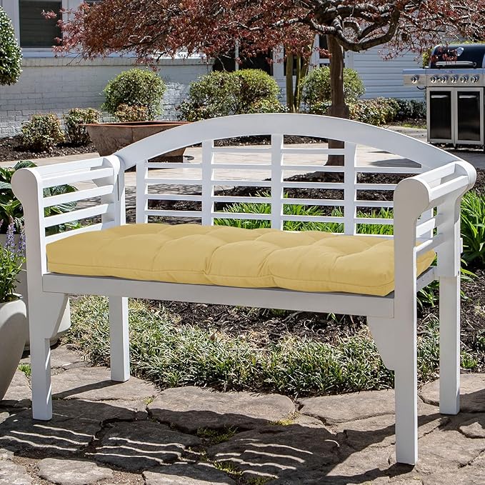 Tufted Bench Cushions for Outdoor Furniture, 44" x 19" Porch Swing Cushions Filled with Foam, Overstuffed Patio Cushions for Bench Loveseat with 2-3 Seats,Thick and Water Resistant, Khaki