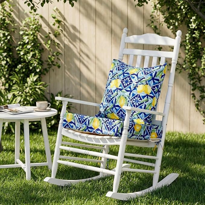 Hoteam 4 Set Outdoor Chair Patio Cushions Deep Seat Waterproof Chair Cushions 20 x 20 Inch for Patio Furniture Set Replacement Removable Seat and Back(Lemon)